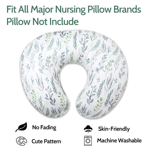 DILIMI Newborn Lounger Pillow Cover - Soft Green Leaf Design