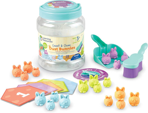 Learning Resources Count & Clean Dust Bunnies - 29 Pieces Educational Toys Set, Age 3+ Toddler Activities, Color