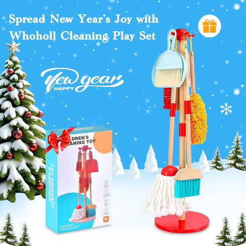 Set Set 9 Set 3-6, WHOHOLL Wooden Kids Cleaning Toy Toddler Broom and Dustpan for Housekeeping Pcs Broom and Mop