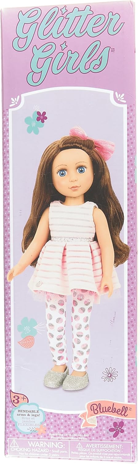 Glitter Girls Bluebell 14-inch Poseable Fashion Doll for Girls Age 3 & Up, Pink, Brown, Silver, Blue