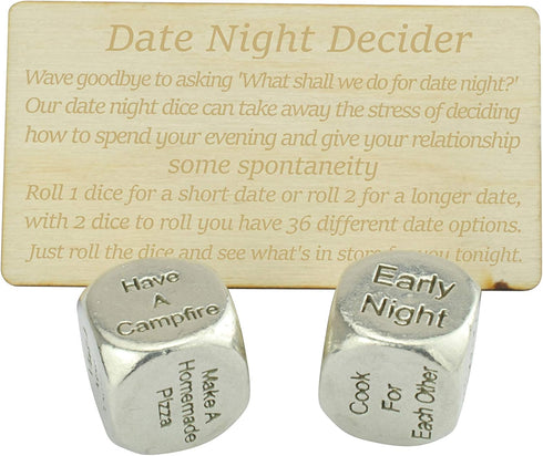 Date Night Dice, 2 Metal Dice, 36 Possible Date Nights, Great Fun Date Night Idea