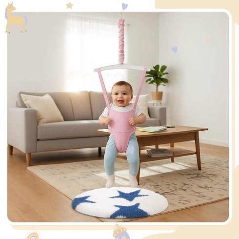 Nuanchu Baby Jumper Mat Soft Plush Baby Doorway Jumper Rug Portable Toddler Exerciser Mat for Active Toddler Indoor