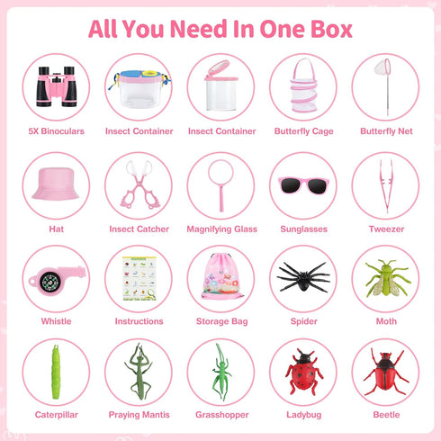 Set 3-12 GIFTINBOX Bug Catcher Kit for Kids - Outdoor Explorer Toys for Kid - Bug Catching Kits with Binoculars Nature
