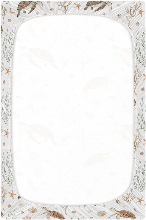 Burbuja 28 52 Ocean Turtle Crib Sheet for Boys Girls, Fitted Crib Sheet x in for Standard Crib & Toddler Bed