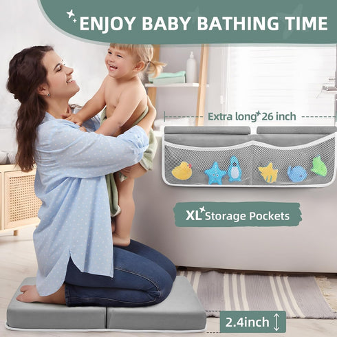 Elbow Set 26'' 2.4'' IFNOW Baby Bath Kneeler and Rest Pad - Extra Long and Thick, Quick Dry Kneeling Pad for Bathing