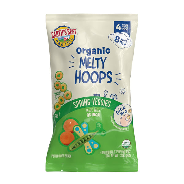 Earth's Best Organic Melty Hoops, Bite-Sized Snacks for Babies 8 Months and