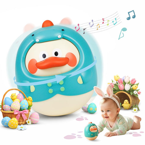 Tummy 3-12 Musical Wobbler Toy, Tinabless Roly Poly Baby Toys, Dinosaur-Duck Time Toy | Tumbler Wobbler Toys
