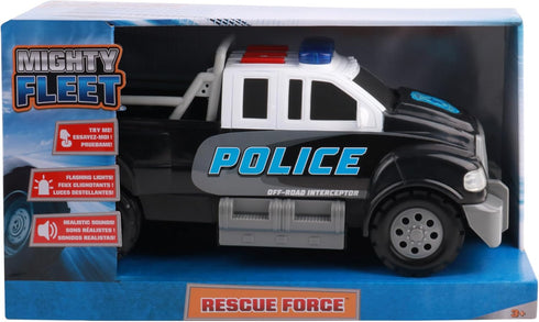 12" 3+ Mighty Fleet Rescue Force Police Pickup Truck Toy with Realistic Lights & Sounds, Durable Construction