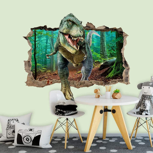 Supzone Dinosaur Wall Stickers, Broken 3D Decorative Wall Decals for Boys Bedroom, Baby Nursery, Children’s Wall Decor
