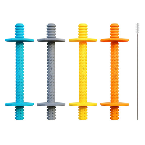 Hollow Teething Tubes - Baby Teething Toys for 0-6 Months, Teething Straws, Sticks (4 Pack)