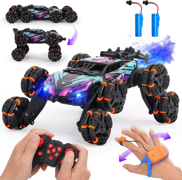 HuiJuKeJi 8WD RC Stunt Car with Gesture Sensing & Spray, 2.4GHz Hand-Controlled