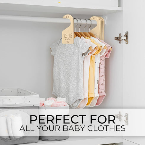 Closet Set 7 24 Beautiful Wooden Baby Dividers of - Double-Sided Organizer for Newborn to Months Size Clothes