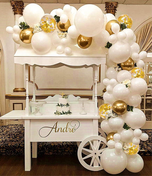 108pcs White Gold Balloon Garland Arch Kit, 5, 10 Inch 12" White Gold Confetti Balloons for Party Decorations