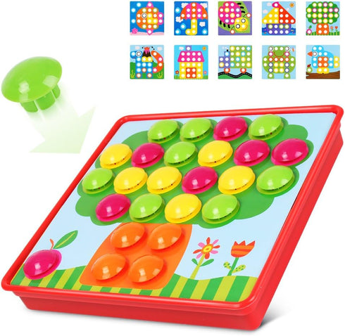 AMOSTING Color Matching Mosaic Pegboard – Early Learning Educational Toys for Boys and Girls