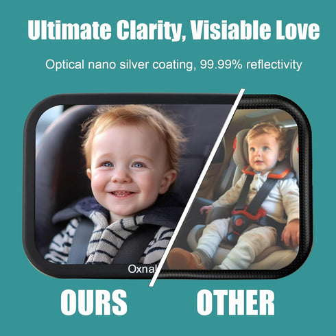 Oxnaleah 360 Car Mirror for Baby,Shake proof,Shatterproof Baby Car Mirror for Safe Travel, Rotation, Clear Wide View