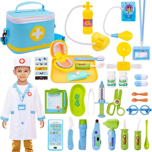 Meland Doctor Kit for Toddlers 3-5, Dentist Play Set with Teeth for