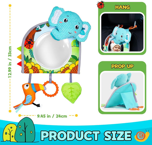 0-6-12-18 Koty Car Seat Toy - Kick and Play Activity Center with Mirror,Teether and Crinkle, Fun Travel Baby Toy