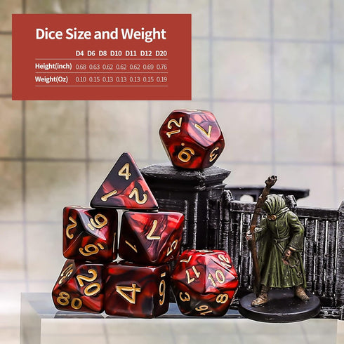 CiaraQ Polyhedral Dice Set (35 Pieces) with Black Pouches - 5 Complete Double-Colors Dice Sets for Dungeons and Dragons