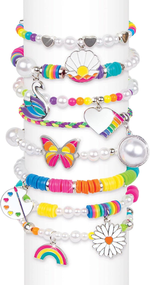 Make It Real: Rainbows & Pearls DIY Jewelry, 8 Fashionable Bracelets with 598 Pieces, Kids Ages 8+