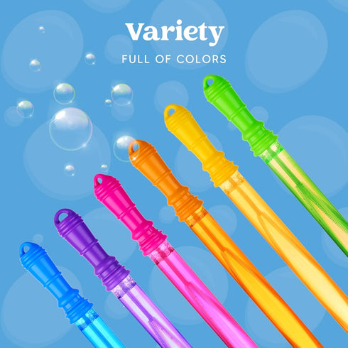JOYIN 12 Packs 17’’ Giant Bubble Wands for Kids, Bulk with 12 PCS Concentrated Bubble Solution for Summer Party Favors