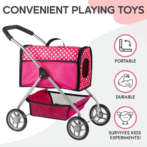Puppy Doll Stroller - Remote Control Electronic Plush Puppy Dog Toy - Singing, Walking, Barking, Tail Wagging for Kids