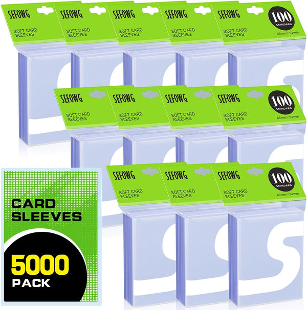 SEFOWG 5000ct Clear Card Sleeves for Trading Cards, Baseball Sports Soft Sleeves, Ultra
