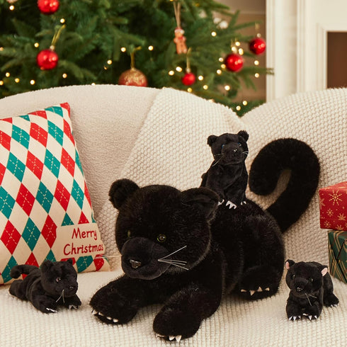 Babies,18'' 4 Packs MorisMos Black Plush Panther Stuffed Animal with Big Mama and Baby Stuffed Panther Toys for Kids