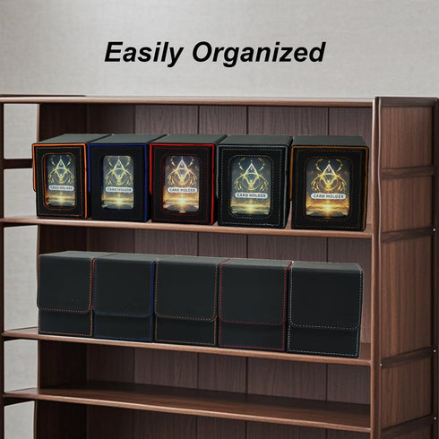 AEGIS GUARDIAN Card Deck Box for MTG, Commander Display, Holds 100 Double-Sleeved Cards, Black&Gray