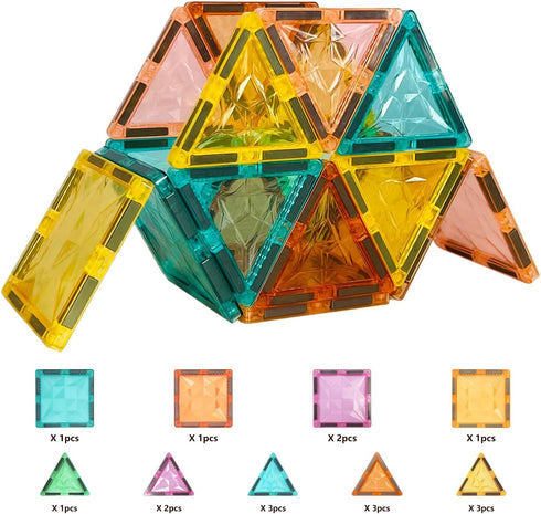 100-Piece Set 3+ Magnetic Tiles for Kids, Magnetic Building Blocks STEM Toys for Age Boys and Girls, Educational Magnet