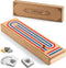 Cribbage Board Game Set with Large Storage Area, Solid Wood 3 Track