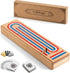 Cribbage Board Game Set with Large Storage Area, Solid Wood 3 Track