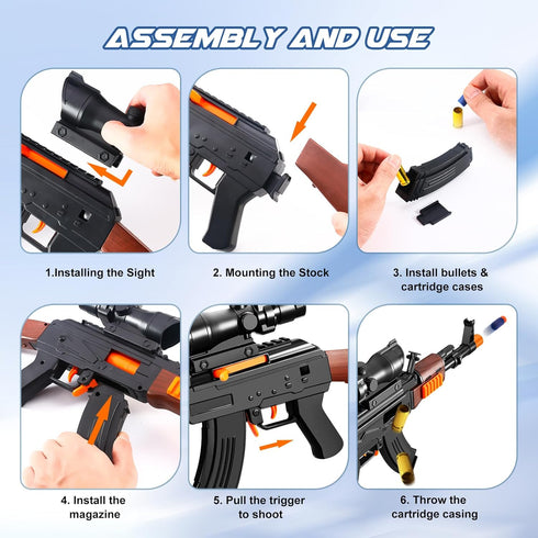 Shushuzz 8-12 Soft Bullets Toys Guns for Boys Toy Gun Sniper Rifle with Sight Lanyard Realistic Toy Foam Blasters Cool