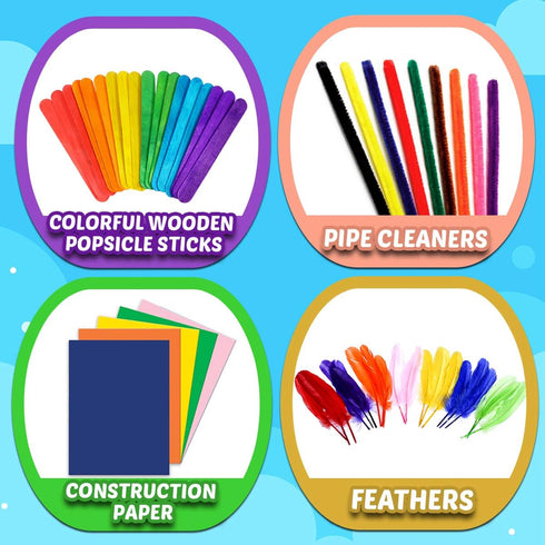 Goody King Arts and Crafts Supplies for Kids, Craft Art Supply Jar Kit for Ages 4-10, Collage Arts Set for Toddlers