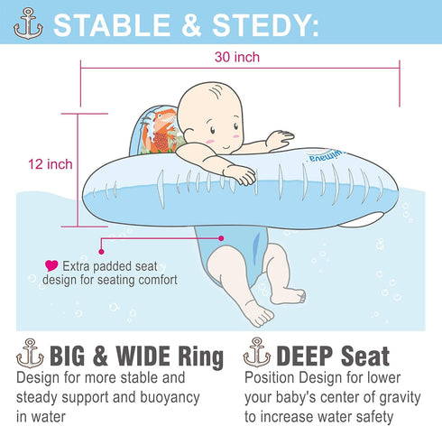 G3 6-36 Swimming (Mesozoic) Swimava Baby Swim Seat Ring (Age Months), Inflatable Float, Foldable Lightweight Pool Swim