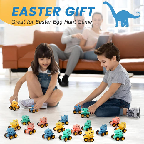 18Pcs Dinosaur Pull Back Cars Set for Kids, Mini Racing Vehicles Toys, Party Favors, Goodie Bag Stuffers