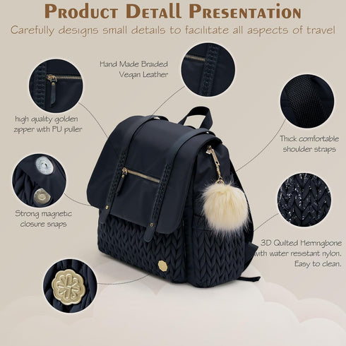 BackPack Mommy Diaper Bag Large Capacity Travel Bag Waterproof and Stylish with Changing Pad Baby Bag for Women