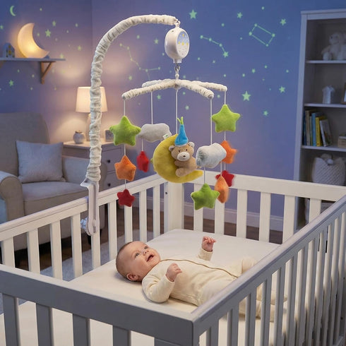 35 Pack HLLEDUO Crib Mobile for Boys or Girls - Baby Crib Mobile with Lullaby Music Rotating Auto-Shutoff