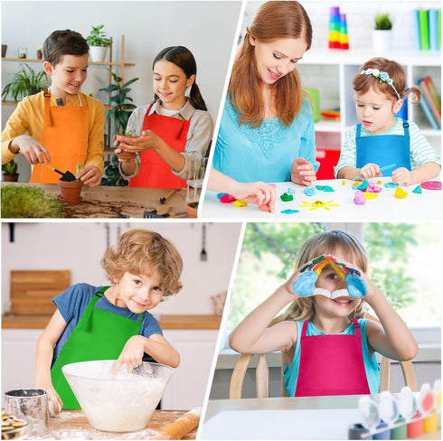 Morcheiong 8/12/24 Pack Adjustable Kids Apron: Toddler Apron with 2 Pockets for Baking and Painting