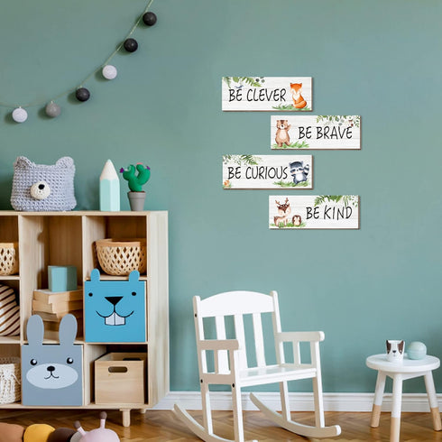 CloverKoi 4 Woodland Nursery Decor for Boys Girls, Safari Nursery Decor, Jungle Theme Nursery Decor for Teen Boys Kids