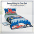 4 Set EVERYDAY KIDS Piece Toddler Bedding -Fire and Police Rescue- Includes Comforter, Flat Sheet, Fitted Sheet