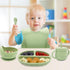 Silicone Baby Feeding Set 6+ Months, Baby Led Weaning Utensils with Suction Bowl, Plate, Spoon, Fork, Snack Cup