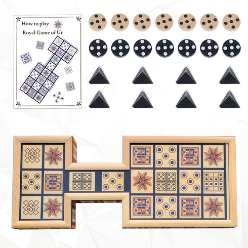 2 4500 Wooden Royal Game of UR,Ancient Strategy Board Game for Players,Beautifully Designed Board with Storage