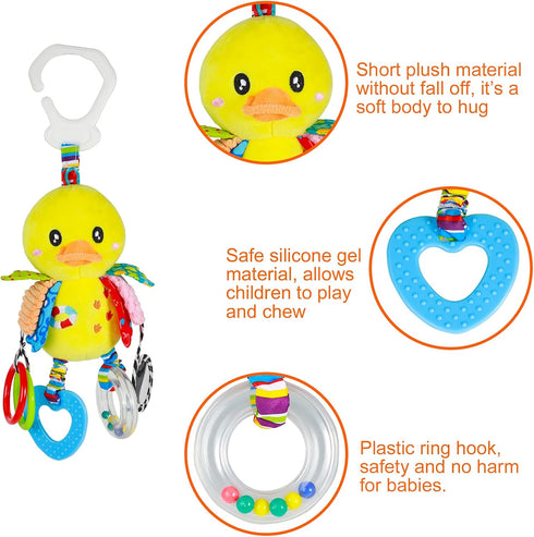 Baby Stroller Toy and Car Seat Toy with Teether Hanging Rattle for Boys and Girls 3-12 Months
