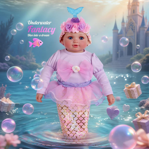 17-Inch 3+ 4 5 6 7 8 9 BABESIDE Mermaid Baby Doll - Realistic Soft Baby Dolls with Playful Mermaid Tail & Accessories