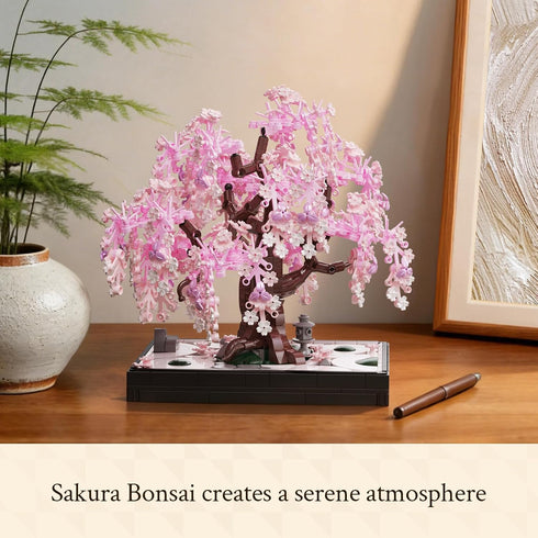 Set 900 18+, Set Wise Block Cherry Blossom Tree Building Block for Adult Pcs Artificial Bonsai Tree Plants for Home