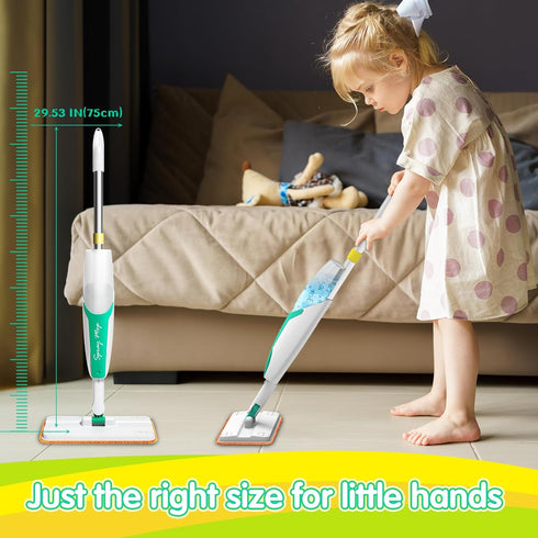 Set 3 4 5 Kids Spray Mop Toddler-Size Mini Mop with Real Water Spray, Toddler Cleaning Toy for Kids Montessori Toys