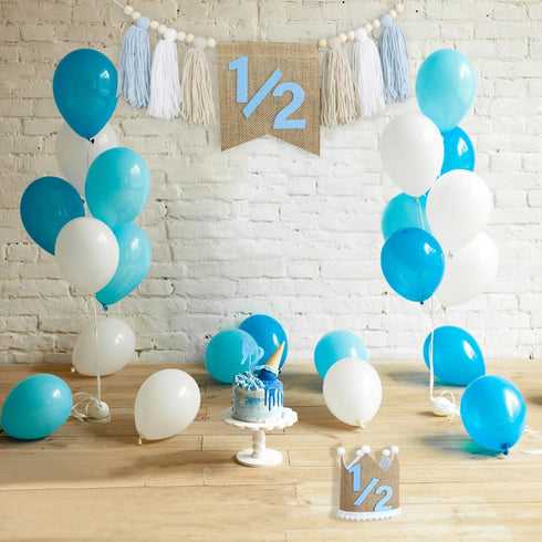 1/2 Banner,1/2 Hat,6 Birthday High Chair Banner, Half Way To One Crown Months Photo Backdrop,Wall Hangings Decorative