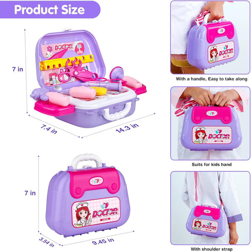 22 Set GIFTINBOX Kids Doctor Kit for Girls and Boys , Purple Doctors kit for Kids Pieces Pretend Play Medical Toys