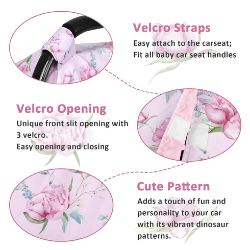 DILIMI Baby Car Seat Cover and Nursing Pillow Cover for Girls, Purple Floral