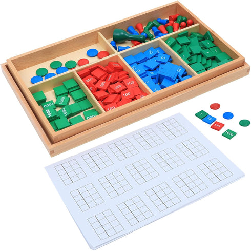 Adena Montessori Stamp Game,Montessori Wooden Math Materials Counting Toy, Early Development Wooden